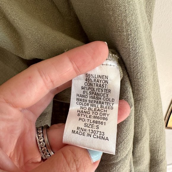 Umgee NWT Sage Leopard Front Pocket Linen-Blend Sleeveless Dress MEDIUM - Picture 5 of 6